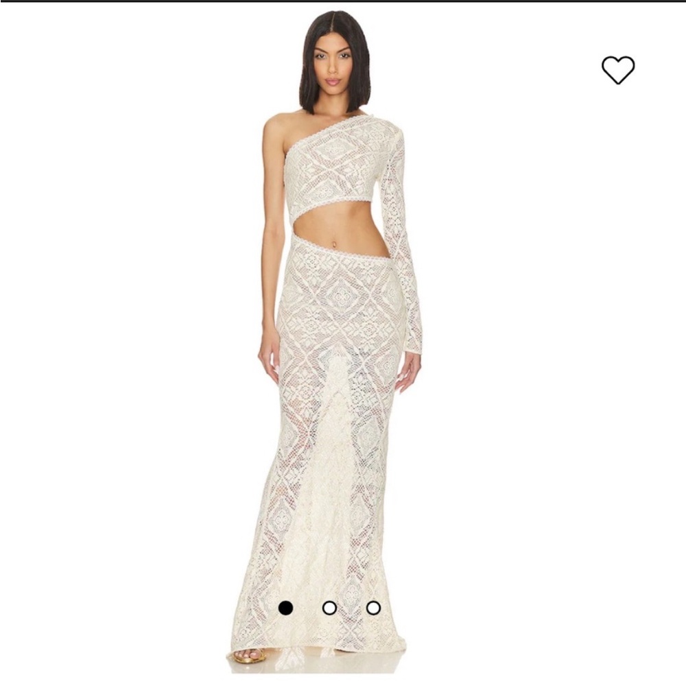 NWT Bronx and Banco: Ameena Cut Out One Shoulder Gown in Cream (sold on
Revolve)